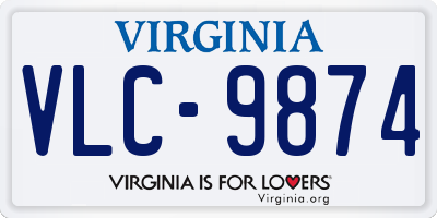 VA license plate VLC9874