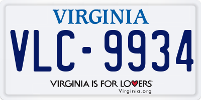 VA license plate VLC9934