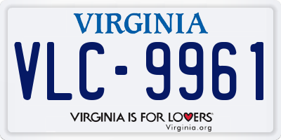 VA license plate VLC9961
