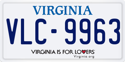 VA license plate VLC9963