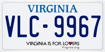 VA license plate VLC9967