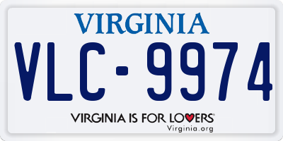 VA license plate VLC9974