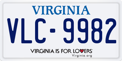 VA license plate VLC9982