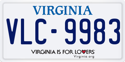 VA license plate VLC9983