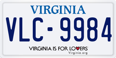 VA license plate VLC9984