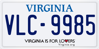 VA license plate VLC9985