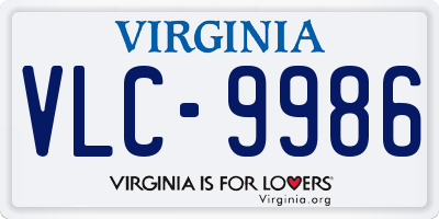 VA license plate VLC9986