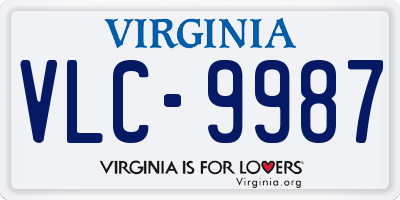 VA license plate VLC9987