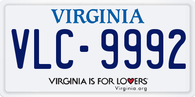 VA license plate VLC9992