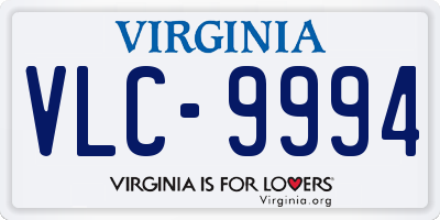 VA license plate VLC9994