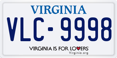 VA license plate VLC9998