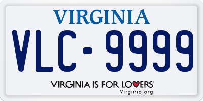 VA license plate VLC9999