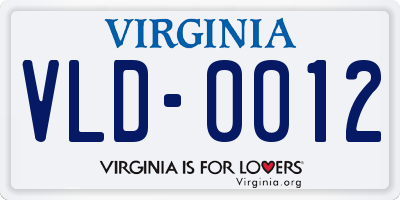 VA license plate VLD0012