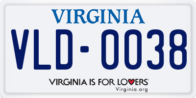 VA license plate VLD0038