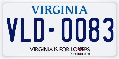 VA license plate VLD0083
