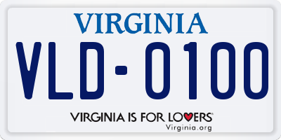 VA license plate VLD0100