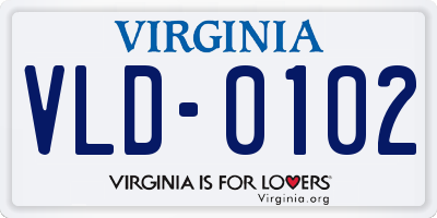 VA license plate VLD0102