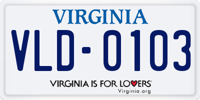 VA license plate VLD0103