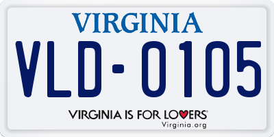 VA license plate VLD0105