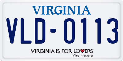 VA license plate VLD0113