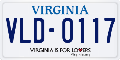 VA license plate VLD0117