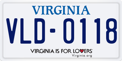 VA license plate VLD0118
