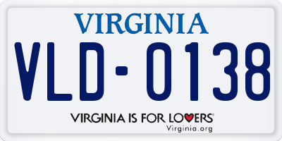 VA license plate VLD0138