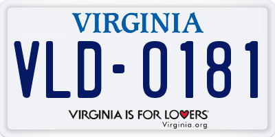 VA license plate VLD0181
