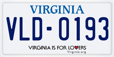 VA license plate VLD0193