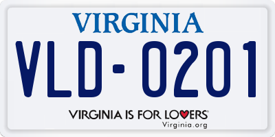 VA license plate VLD0201