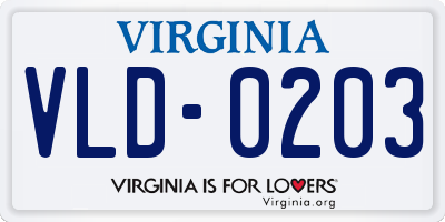 VA license plate VLD0203