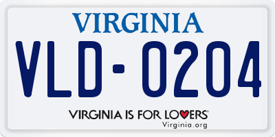 VA license plate VLD0204