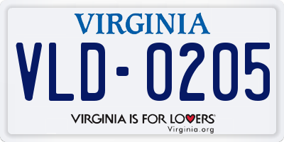 VA license plate VLD0205