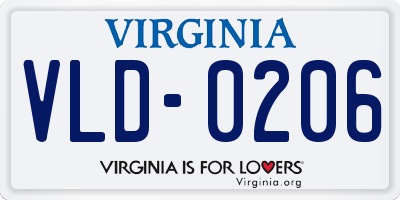 VA license plate VLD0206