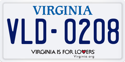 VA license plate VLD0208