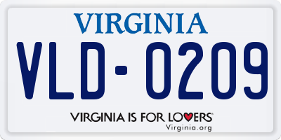 VA license plate VLD0209