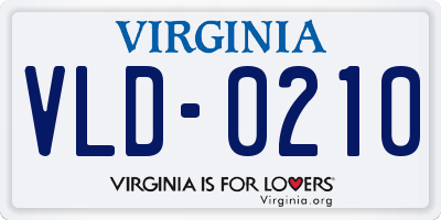 VA license plate VLD0210