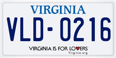 VA license plate VLD0216