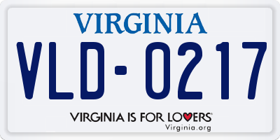 VA license plate VLD0217