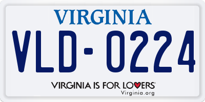 VA license plate VLD0224