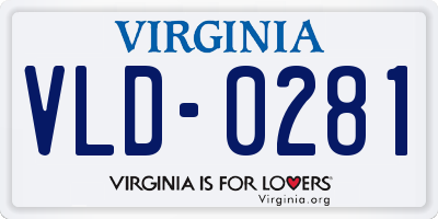 VA license plate VLD0281