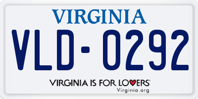 VA license plate VLD0292