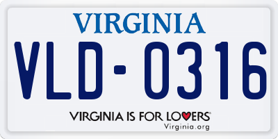 VA license plate VLD0316