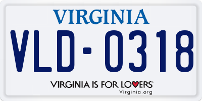 VA license plate VLD0318