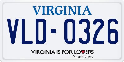 VA license plate VLD0326