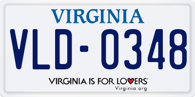 VA license plate VLD0348