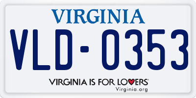 VA license plate VLD0353