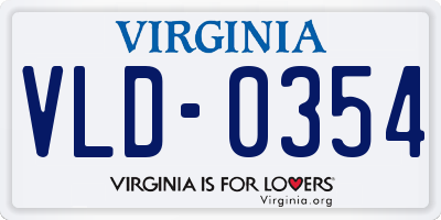 VA license plate VLD0354