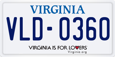VA license plate VLD0360