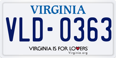 VA license plate VLD0363